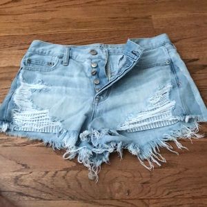 Ripped jean shorts